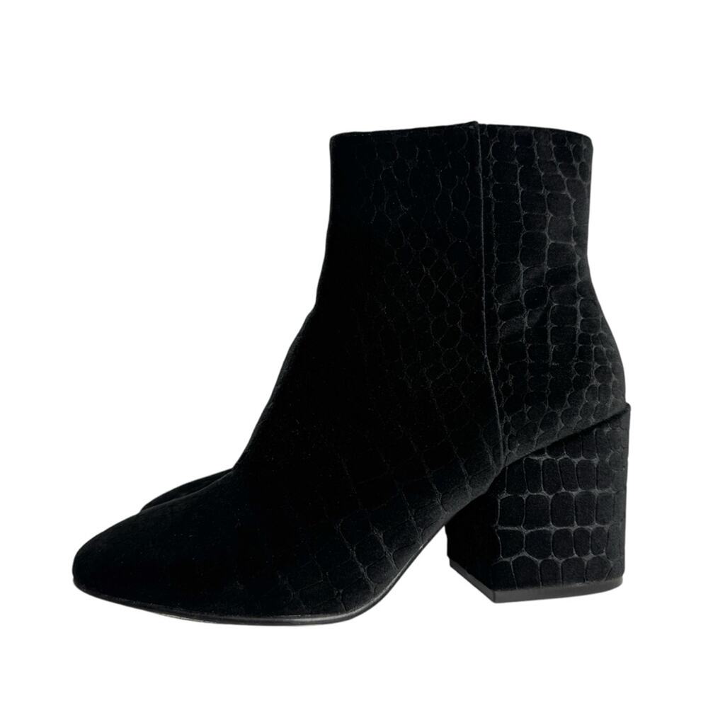 Ash Erika Snake Embossed Velvet Block Heeled Ankle Boots Booties Women's 38